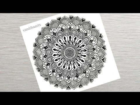 How to draw a Mandala Art for Beginners Step by Step Tutorial Easy Mandala Drawing vanithaarts