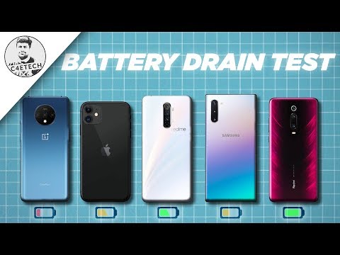 Realme X2 Pro vs iPhone 11 vs Redmi K20 Pro vs OnePlus 7T vs Note 10+ - Extreme Battery Drain Test!