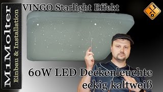 VINGO 60 Watt LED Sternenhimmel Deckenlampe starlight Effekt eckig