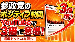 参政党のポジティブ動画がたった1週間で3倍に！来るぞ参政党再ブレイク！選挙ドットコムYouTube分析。
