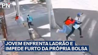 Jovem enfrenta ladrão e impede furto da própria bolsa