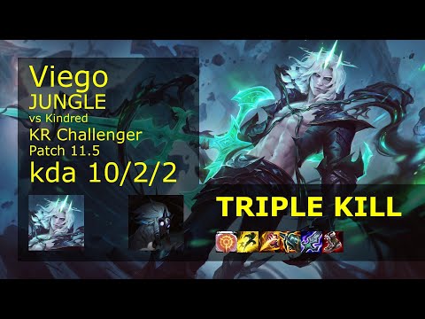 Viego vs Kindred Jungle - KR Challenger 10/2/2 Patch 11.5 Gameplay // [롤] 비에고 vs 킨드레드 정글