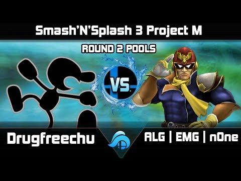 Smash n Splash 3 Project M Round 2 Pools - Drugfreechu (GnW) vs. ALG | EMG | n0ne (Falcon)