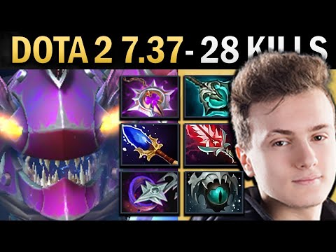 Slark Gameplay Miracle with 28 Kills and Aghanims - Dota 7.37