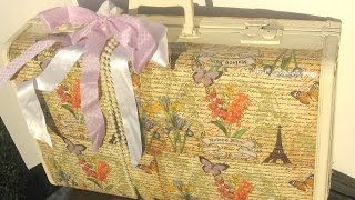 how to decoupage a vintage suitcase/  DIY Altered Vintage Suitcase