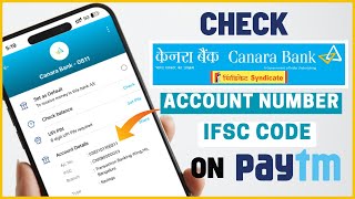 Check Canara Bank Account Number & IFSC Code Online on PaTM