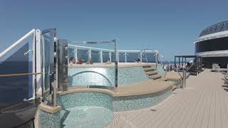 Walk Through Tour of Deck 18/ Pools, and Buffets of MSC World AMERICA