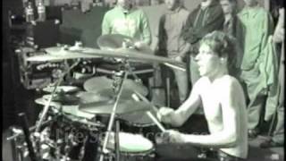 Drummer Timothy Java playing drums on Tourniquet Girl with With Dead Hands Rising