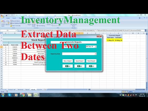 Inventory Management in Excel VBA Tutorial Part 11 - [Reports] Extract Data between two dates
