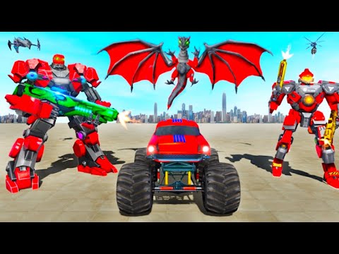 Monster Truck Robot Wars, New Dragon Robot Game,Android iOS gameplay,