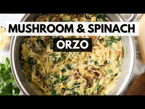 My New Favorite Side Dish | One-Pot Mushroom Spinach Orzo
