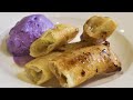 Spring Rolls As A Desert Turon Banana Lumpia With Ube Ice Cream