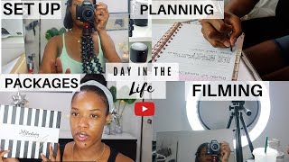DAY IN THE LIFE OF A YOUTUBER (PLANNING CONTENT, FILMING, PR PACKAGES) ft MYFIRSTWIGS HEADBAND WIG