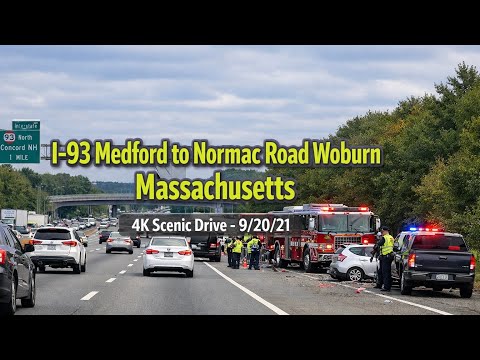 🚖 I-93 Medford to Normac Road Woburn Massachusetts | 4K  Scenic Drive - 9/20/21