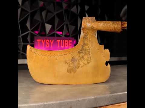 Rust is Peeling this Huge Cleaver   Restoration with Carbon Fiber Handle   PART 1