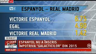 UPZ: Pont in cota 1.44 pentru disputa Espanyol – Real Madrid!