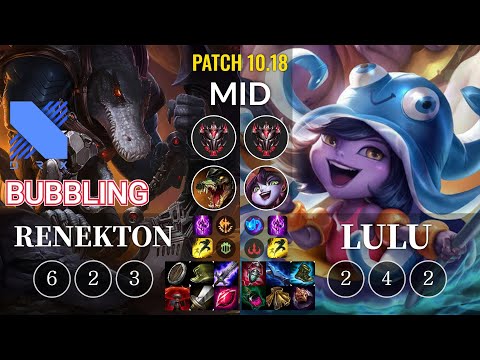 DRX Bubbling Renekton vs Lulu Mid - KR Patch 10.18