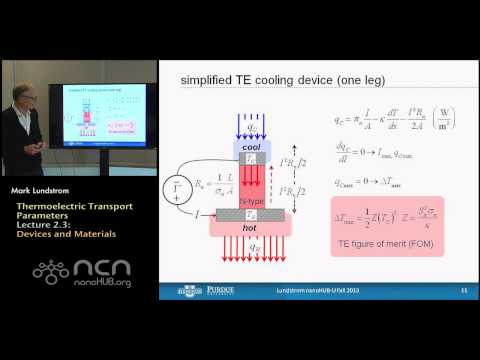nanoHUB-U Thermoelectricity L2.3: Thermoelectric Transport Parameters - Devices and Materials