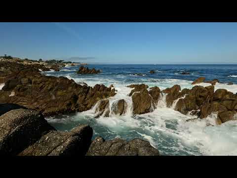 Relaxing & Peaceful Ocean Waves Crashing onto a Rocky Shoreline in Pacific Grove, CA