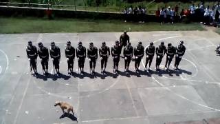 Soldados en la escuela: presentación de la revista militar en acto cívico de niños en comuna 13