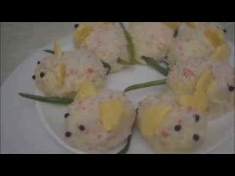 Новогодний стол, Праздничные закуски: Мышки (крабовый салат) - Holiday snacks
