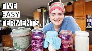 Ferment With Me | 5 Easy Ferments | Fermented Homestead