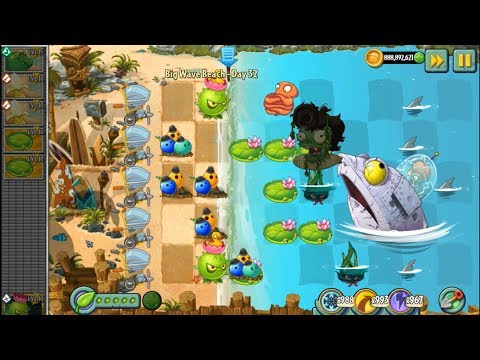 Plants vs Zombies 2 - Big Wave Beach Day 32 Boss Fight Gameplay