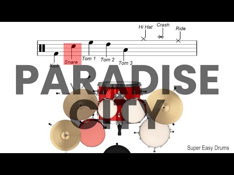 Paradise City - Guns N' Roses | BEGINNERS DRUMS | Scrolling Scores