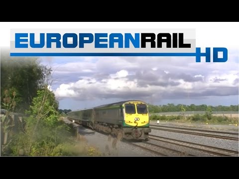 Irish Rail 201 loco 221 + mk4 set passes Stacumny going to Dublin Heuston