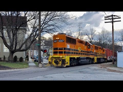 Front Door Of Building Empties Onto Railroad Tracks!  Awesome Railroad Crossings, Indiana & Ohio Ry Video