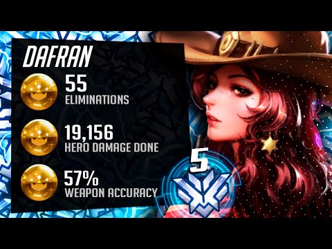 Dafran Pro McCree (Cassidy) and Ashe gameplay! 55 elims! [ Overwatch Season 36 Top 500 ]