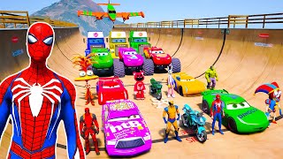 GTA V SPIDER-MAN 2🔥THE SHIN SONIC TAPES, POPPY PLAYTIME 4, FNAF Join in Epic Stunt Racing 🏍️