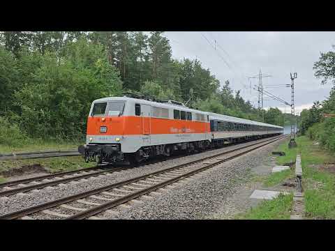 111 111 mit TRI Re14 Ersatzzug bei Stuttgart Rohr mit qualmendem Steuerwagen.