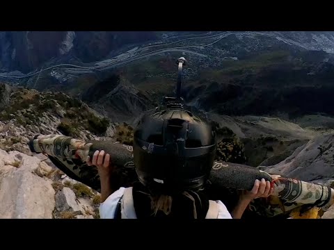 Real-life Aladdin jumps from mountain peaks on a flying carpet | SWNS