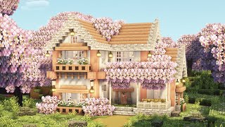 [Minecraft] 🌸💖 Cottagecore Cherry Blossom House Tutorial / Mizuno&#39;s 16 Craft Resource Pack