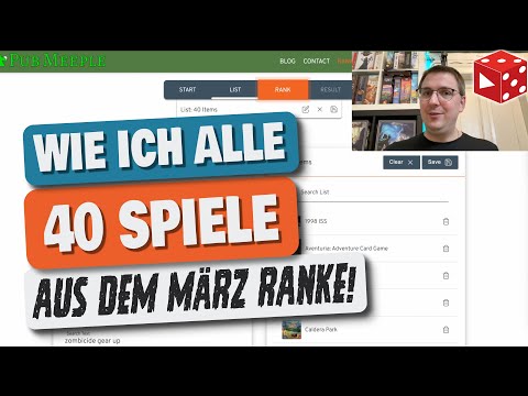 Meine Top 40 Brettspiele im März - Wie ich meine Listen mit Pubmeeple erstelle
