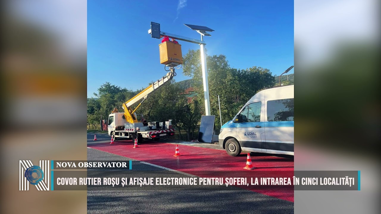 Covor rutier roșu și afișaje electronice pentru șoferi, la intrarea în cinci localități