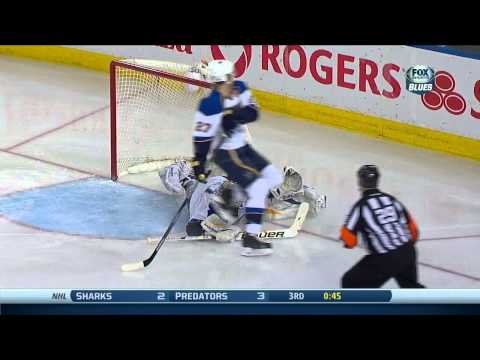 Brian Elliott stops Ryan Nugent Hopkins breakaway St. Louis Blues vs Edmonton Oilers 1/7/14 NHL