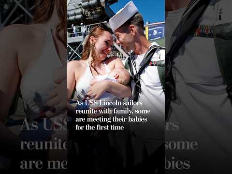 As USS Lincoln sailors reunite with family, some are meeting their babies for the first time