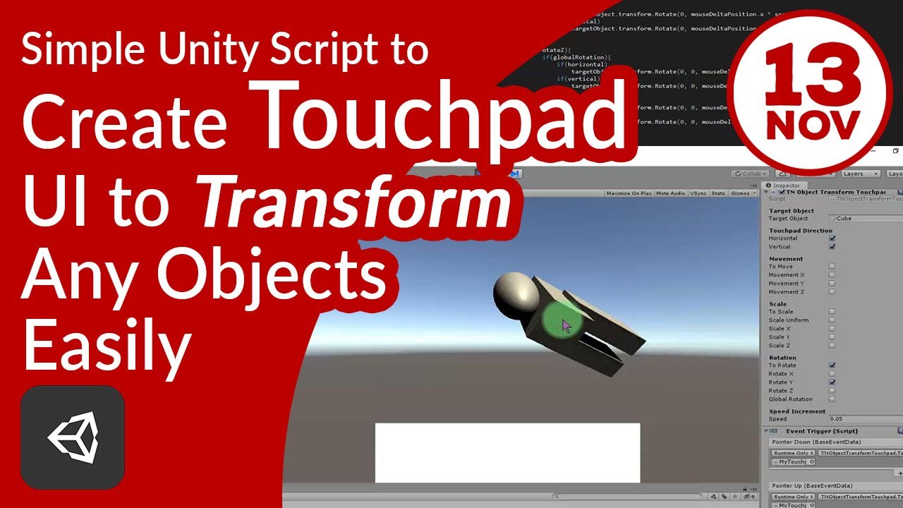 Unity Touch Screen Touchpad Script To Transform Any Objects Easily