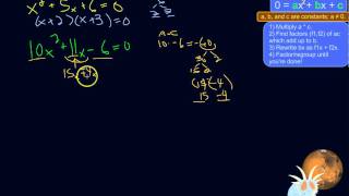 How to Factor a Quadratic Equation When the Number In Front of x² is not 1.