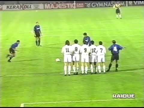 Stagione 1995/1996 - Gol di Roberto Carlos su calcio di punizione - Lugano vs. Inter (1:1)