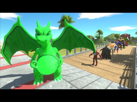CHARIZARD vs MARVEL & DC OASIS DEATH RUN - Animal Revolt Battle Simulator