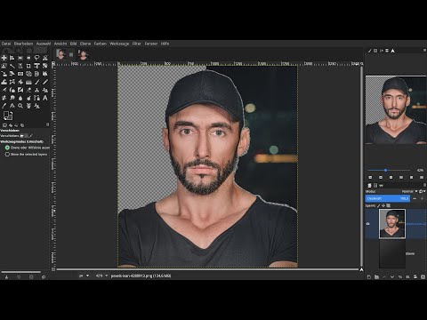 Dunkles Porträt vor dunklem Hintergrund freistellen mit Gimp!