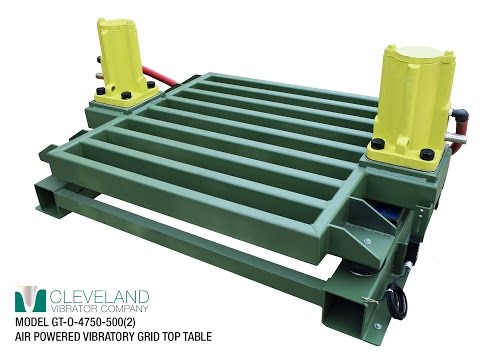 Air-Powered Grid Top Vibratory Table for Compacting Plastic Pellets - Cleveland Vibrator Co.