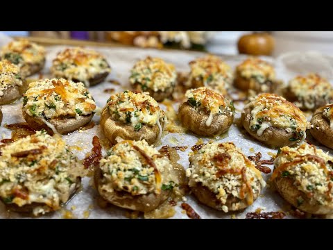 Cheesy Stuffed Mushrooms- The Lazy Girls Kitchen