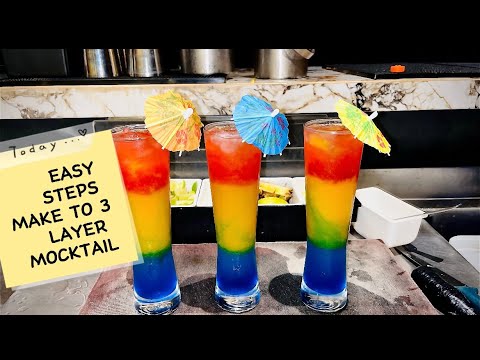 🔥Easy Steps Make To 3 Layer Mocktail Rainbow🌈 SMARTY THE BARTENDER #bartender  #hotelmanagement
