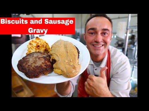 Popular Sausage Dishes, Breakfast Sausage Biscuits and Gravy.