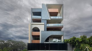 Modern Residential Facade with bold aesthetics and graceful symmetry | Unique Elevation Design