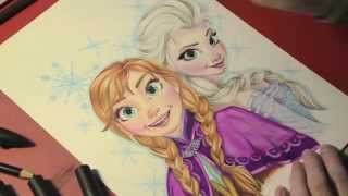Speed Drawing ANNA and ELSA - Disney's Frozen